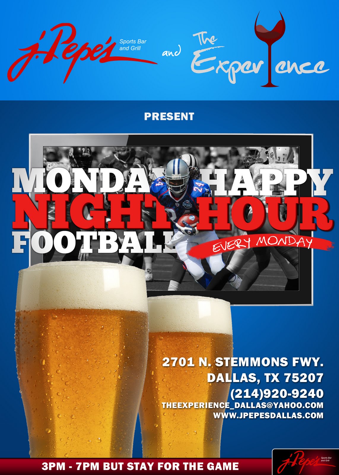 The Experience Margarita Monday Night Football Happy Hour at J.Pepe's